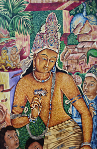 Padmapani Ajanta Cave Inspired Hand Painted Oil Painting on Canvas