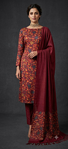 Bhagalpuri Katan Silk Unstitched Suit Material for Women with Dupatta | Ajrak Print | Natural Dye | Top | Bottom | Dupatta