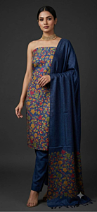 Bhagalpuri Katan Silk Unstitched Suit Material for Women with Dupatta | Ajrak Print | Natural Dye | Top | Bottom | Dupatta
