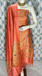 Bhagalpuri Katan Silk Unstitched Suit Material for Women with Dupatta | Ajrak Print | Natural Dye | Top | Bottom | Dupatta