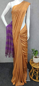 Baswara Saree for Women with Running Blouse Piece | Stripe Pallu Design | Soft Lightweight Fabric