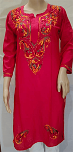 Women Embroidered Pure Cotton Straight Kurta