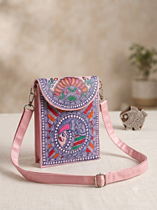 Maithil Manch Hand Painted Madhubani Art Sling Bag for Women & Girls 