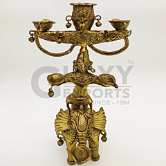 Dipa Rani 5 Diya pot on head on elephant - Puja Accessories
