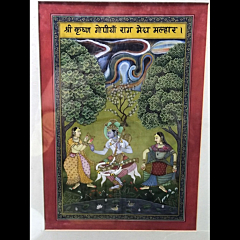 Handcrafted Shri Krishna - Rag Megh Malhar Miniature Painting