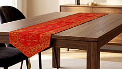 Handmade Silk Table Runner 14 x 72 Inches Aari Zari Embroidery Traditional Dining Table Runner Floral Embroidered Home Decor Varanasi Handcrafted Colovila - Red Colour