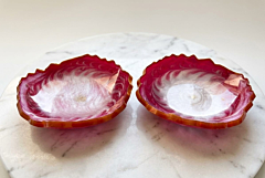 4 inches Ruby Red Resin Bowl Set of 2 | Organic Edge Trinket Dish
