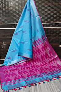 Pure Cotton Ikkat Saree - with Blouse Piece