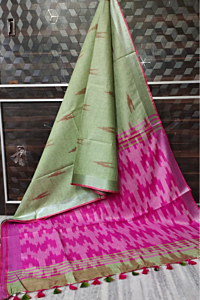 Pure Cotton Ikkat Saree - with Blouse Piece