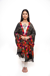 Handspun Wool Swastik Design Kullu Shawl