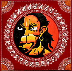 Handcrafted Aipan Art Rudra Hanuman Painting 1818