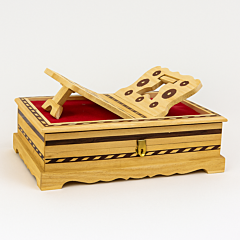 santarms handmade wooden book box, foldable rehal stand, holy books stand, ramayana holder, gita stand, quran stand, bible stand, guru granth sahib holder, wooden book reading stand, spiritual pooja gift box,