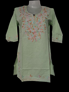 women embroided pure cotton short kurti