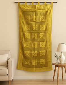Yellow Applique Cutwork Curtain | Decorative Home Furnishings