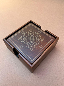 Handmade Tarkasi Wooden Coaster Set of 4