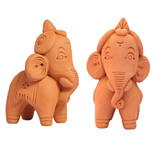 Terracotta Clay Elephant Idol Home Decorative Set of 2 Piece