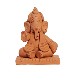 A Karveer Crasft Terracotta Clay Ganesh Idol for Car Dashboard Ganesha Murti Ganpati Idol for Home Decor Puja Lord Ganesh Statue Gift for Office Desk Puja Room Figurine