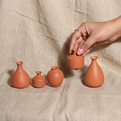 Terracotta Miniature Vases Set of 5 for Home Decorative Gift