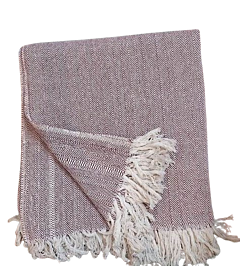 Pure Handloom Cotton Throw Blanket | Full Size | Maroon