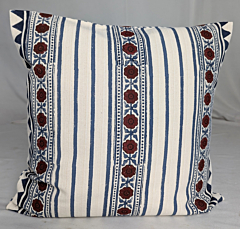 Hand Block printed Cushion covers 16x16 inches set of 2 Herringbone Fabric by The Artisans of Karushilpam 