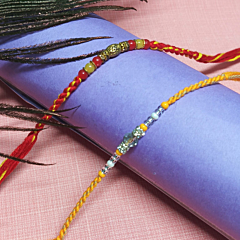 Handcrafted Wool & Bead Rakhi Set