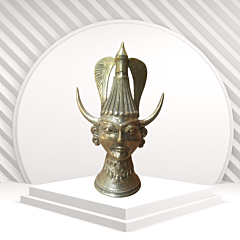 Dokra Bull Horn Tribal Head Sculpture