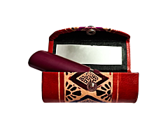 Handcrafted Leather Lipstick Case with Mirror