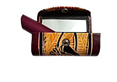 Handcrafted Leather Lipstick Case with Mirror