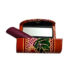 Handcrafted Leather Lipstick Case with Mirror