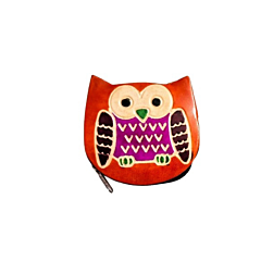 Genuine Leather Small Coin Purse Baby Owl Design