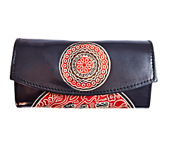 Genuine  Leather Shantiniketan Clutch Bag purse Elephant Design