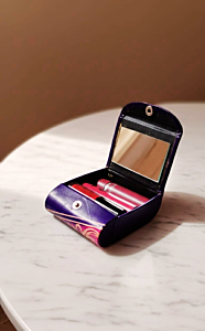 Handcrafted Leather Lipstick Case with Mirror for 3 Lipsticks
