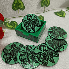 Green Butterfly Painting coaster