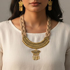 Tribal-Boho Jute Necklace Set