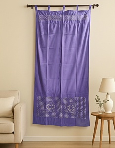 Purple Applique Cutwork Curtain | Minimal Decorative Panel