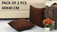 Diamond faux fur cushion covers Pack of 2 Pcs Handcrafted Brown Velvet Cushion Cover 16x16 inch Diamond Pattern Soft and Elegant