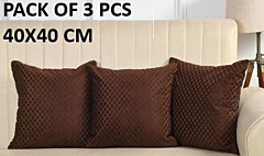 Diamond faux fur cushion covers Pack of 3 Pcs Handcrafted Brown Velvet Cushion Cover 16x16 inch Diamond Pattern Soft and Elegant