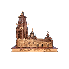 Divine Replica of Jagannath Temple, Puri Sacred Wooden Heritage Model Engineered Wood Home Temple 
