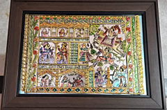 HERITAGE RAJASTHANI PHAD-STYLE MIRROR PAINTING - ROYAL HORSE PROCESSION- MINIATURE PAINTING