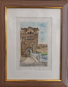 GATEWAY OF HERITAGE -FINE WATER COLOR PAINTING- MINITURE ARCHITECTURAL PAINTING