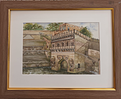 THE TOORJI KA JHALARA- TRADITIONAL INDIAN HERITAGE PAINTING- REALISTIC STEPWELL ARCHITECTURE- KALAMKARI