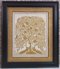 GOLDEN HAROMONY- KALAMKARI PAINTING - TREE OF LIFE AND PROSPERITY
