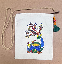 Karushilpam Handcrafted Art Cotton Sling Bag | Deer & Nature Motif