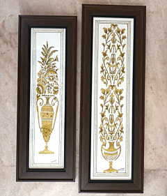 SET OF 2 FLORAL GOLD KALAMAKARI MINITURE PAINTING- TREE OF LIFE -LUXURY WALL DECOR