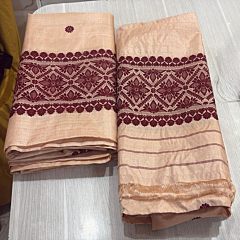 Handcrafted Muga Silk Mekhela Chadar Assamee Embroidery