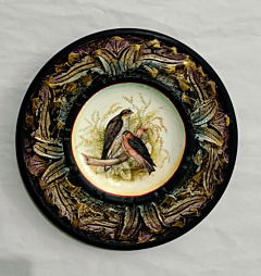 HANDCRAFTED WOODEN DECORATIVE WALL PLATE WITH INTRICATE BIRD ART - KALAMKARI
