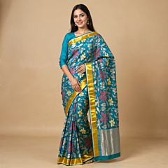 Handmade Jamdani Work Saree I Blue 