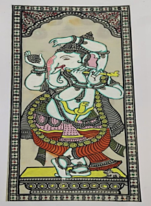 Handcrafted Ganesha in Raas Leela Pattachitra Painting I 10 inches