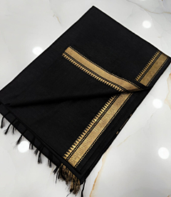 Elegant Kota Mangalgiri Silk Saree with Golden Zari Border & Blouse Piece