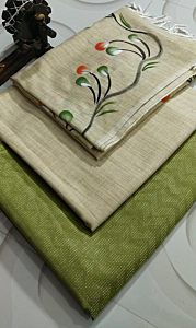 “Elegant Viscose Silk Weaving Work Suit Set with Khadi Cotton Bottom & Screen Printed Dupatta”